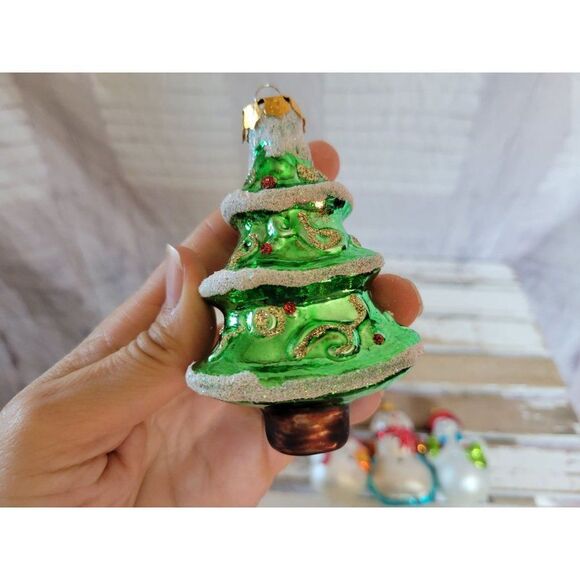 Glass snowman tree ornament set Xmas tree - Picture 4 of 10